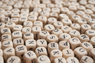 closeup of wooden letters collection