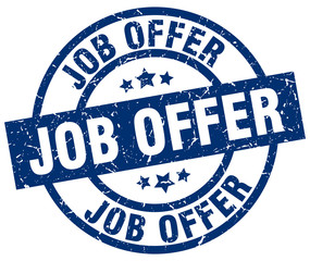 job offer blue round grunge stamp