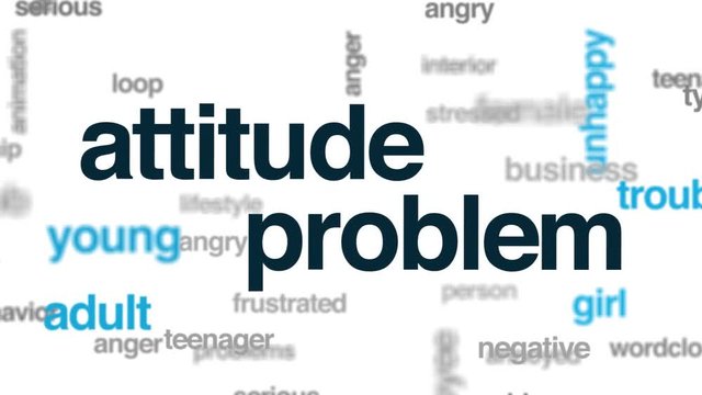Attitude problem animated word cloud. Kinetic typography.