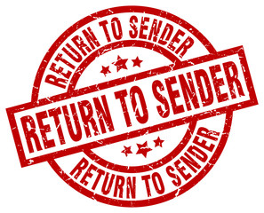 return to sender round red grunge stamp
