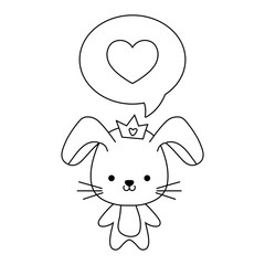 cute rabbit animal and speech bubble with heart