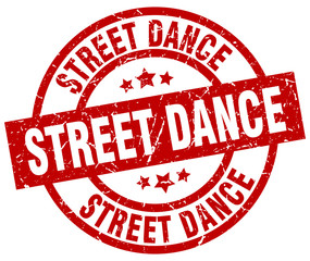 street dance round red grunge stamp