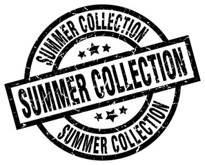 summer collection round grunge black stamp