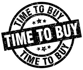 time to buy round grunge black stamp