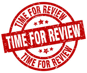 time for review round red grunge stamp