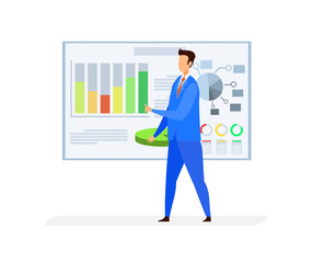 Business Analyst, Broker Flat Vector Character