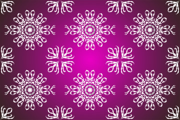 Naklejka na ściany i meble Luxury seamless pattern hand drawn traditional ornament decoration mixed with victorian style. Geometry each side for fashion fabric, knit, textile, batik. Purple background.