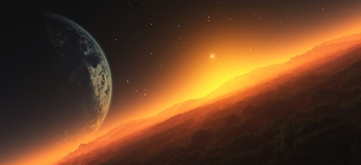 3D illustration of another planet