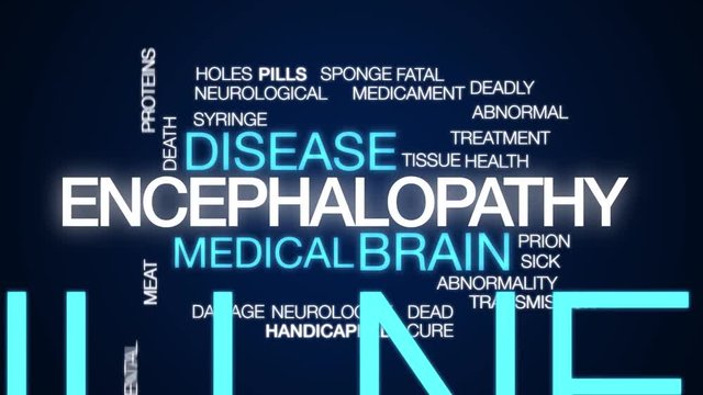 Encephalopathy animated word cloud. Kinetic typography.