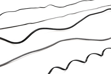 Black power cable socket set  isolated on white background