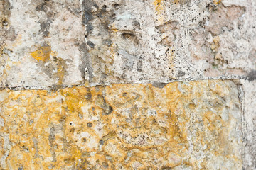 Uneven stone wall surface is close