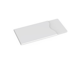 White blank sleeve for debit card, credit card and gift card, mock up template on isolated white background, 3d illustration