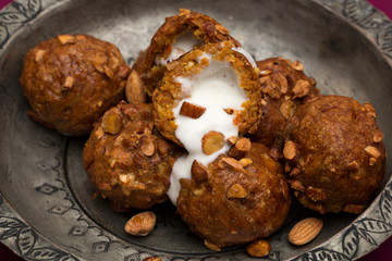 cezerye covered almonds fried ice cream