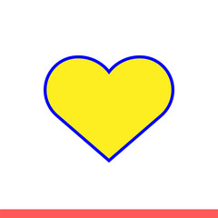 Heart vector icon, color stroke. Simple, flat design on white background