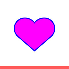 Heart vector icon, color stroke. Simple, flat design on white background
