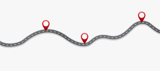 Infographic design template with place for your text. Asphalt road with three pin on it. Vector illustration. © tutti_frutti