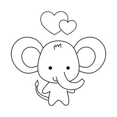 cute elephant animal with hearts love