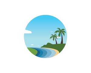 Fototapeta na wymiar beach vector illustration icon of travel and holiday