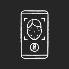 Face scan protection mobile application chalk icon