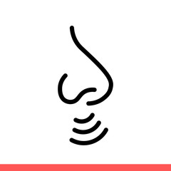 Nose vector icon, smell symbol. Simple, flat design on white background