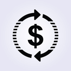 black dollar money exchange icon