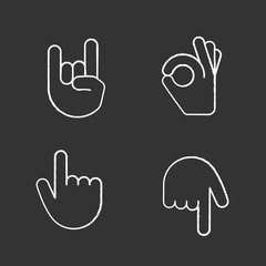 Hand gesture emojis chalk icons set