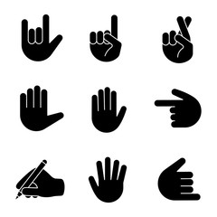 Hand gesture emojis glyph icons set