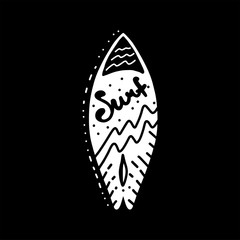 Vintage summer surf. Black background.