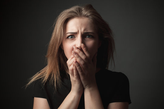 Young woman in fear.