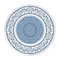 Handdrawn Pattern With Round Floral Mandala. Vector Illustration. Oriental Pattern. Indian, Moroccan, Mystic, Ottoman Motifs. Anti-Stress Therapy Pattern.