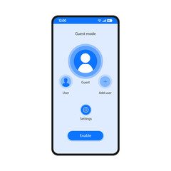 Guest mode app smartphone interface vector template
