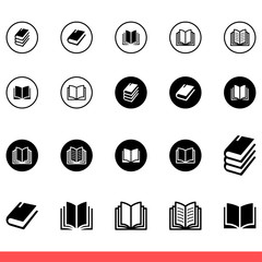 Book icon set, reading  symbol collection. Simple, flat design on white background