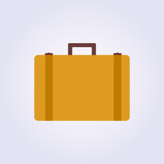 Suitcase icon flat. brown pictogram on grey background. Vector illustration