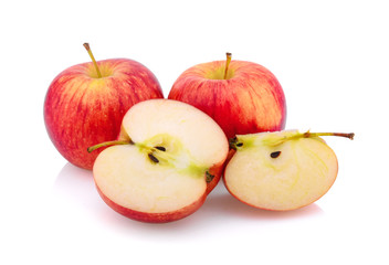 Gala apples over white background