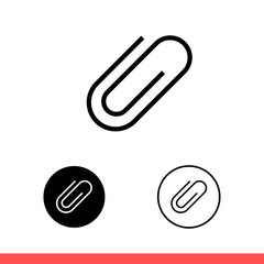 Paper clip icon set, pin symbol. Simple, flat design on white background