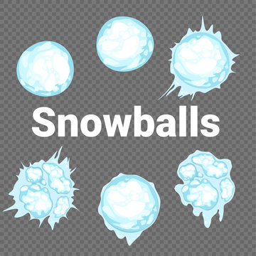 Set of Isolated snow cap. Snowy elements on winter background. Vector template in cartoon style for your design. Snowballs.