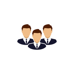 Obraz na płótnie Canvas Corporate Team Icon. Employees behind the leader. Color Vector illustration