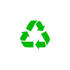 Green recycle sign Vector icon. Trash symbol. Eco bio waste concept. Arrow sign isolated on white, flat design for web, website