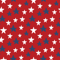 Star seamless pattern, Hand drawn sketched doodle stars, vector illustration