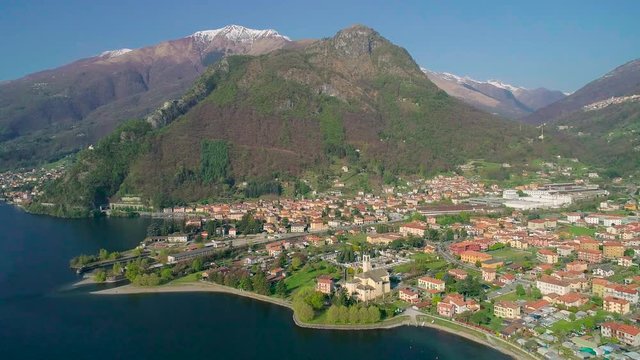 Aerial 4K - Lago di Como (IT) - Vista panoramica di Dongo e paesi limitrofi 