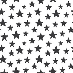 Star seamless pattern, Hand drawn sketched doodle stars, vector illustration