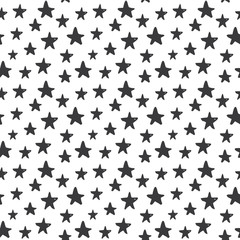 Star seamless pattern, Hand drawn sketched doodle stars, vector illustration