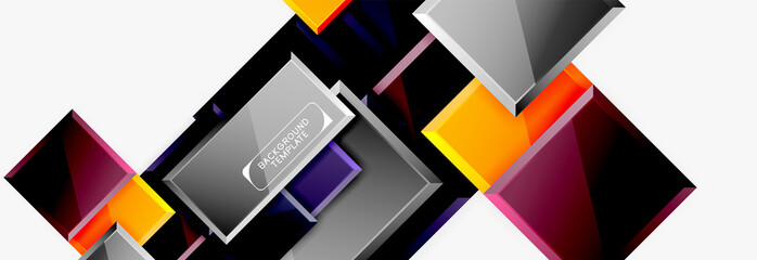 Geometrical design squares abstract banner, glossy shiny effects