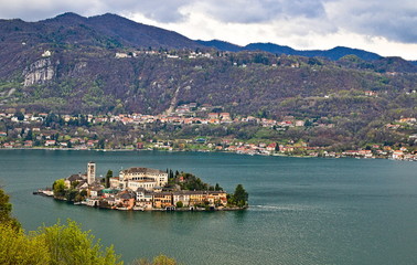 Isola San GIulio is an island within Lake Orta in Piedmont, northwestern Italy. The most famous building on the island is the Basilica di San Giulio close to which is the monumental old seminary