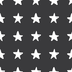 Star seamless pattern, Hand drawn sketched doodle stars, vector illustration