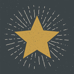 Star symbol vintage label, grunge textured retro badge, typography design vector illustration