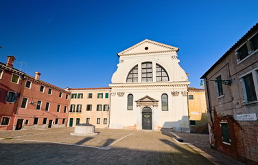 Fototapeta na wymiar church and square of Saint Trovaso, Venice, Italy