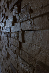 stone wall, brick texture in cool tones and dark shades