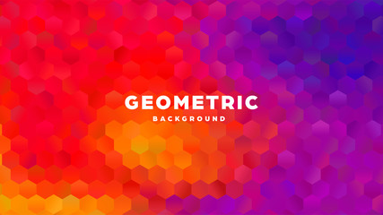 Hexagonal polygonal abstract background. Colorful triangle gradient design. Low poly hexagon shape banner. Vector illustration.