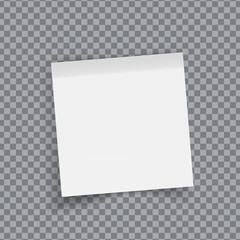 White sticker paper. Note paper with curled corner. Vector isolated on transparent background